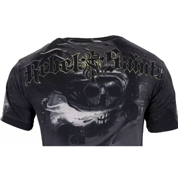 Rebel Saints by Affliction Men's T-shirt DARK DEATH Biker Skull Tattoo S-5XL - Picture 8 of 8